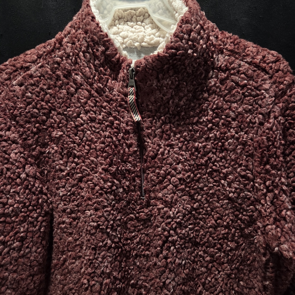 Weatherproof Fleece Jacket Maroon 1/4 Zip Pullover Cotton Lined Cozy Outerwear